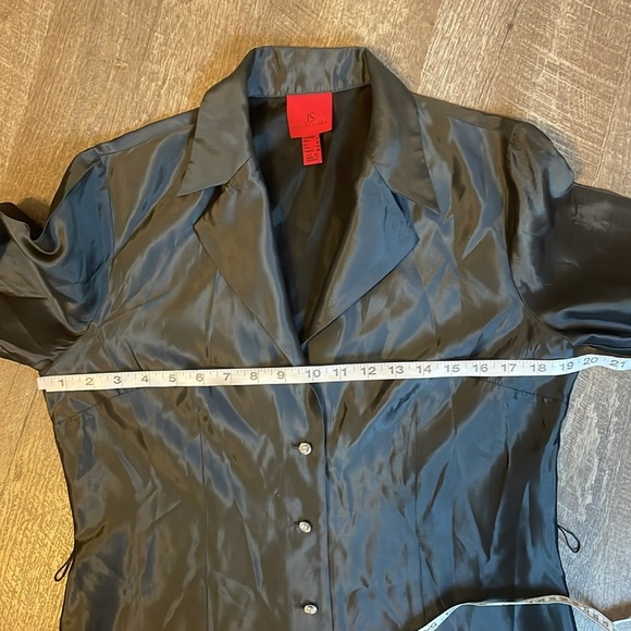 JS Collections Gray Satin Rhinestone Button Blazer Jacket or Blouse size 8 - Picture 12 of 15